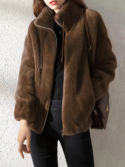Women's Jacket with Zipper, Casual Fit and Front Closure