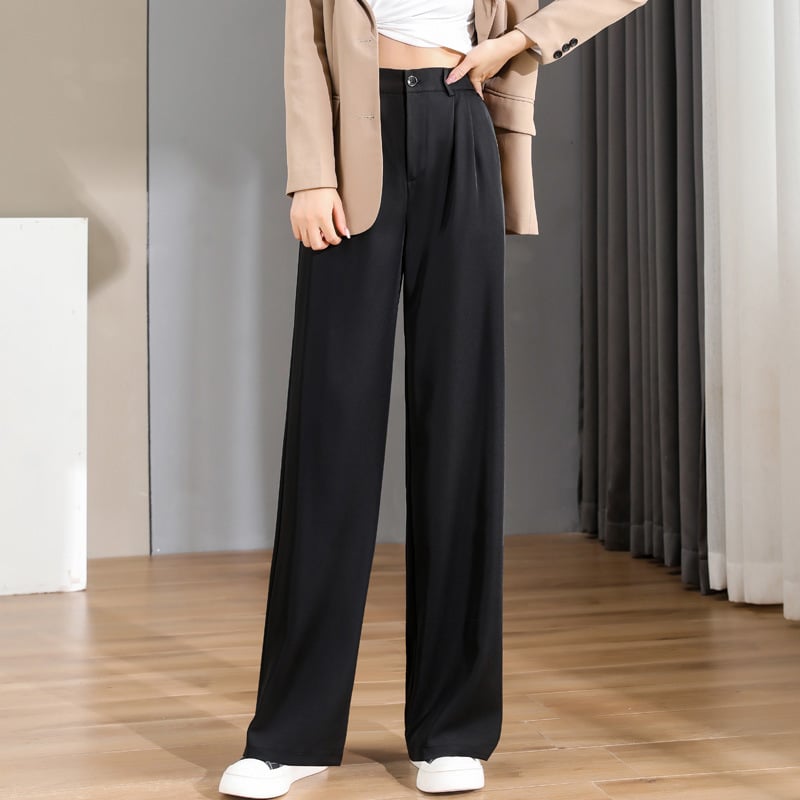 Damen-Hose mit geradem Bein und hohem Bund