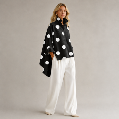 Damen Jeanshemd mit Polka Dot Muster – Lockerer Schnitt