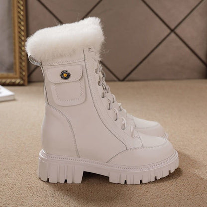 Herren Winterstiefel Reißverschluss Schnürung Rutschfeste Sohle
