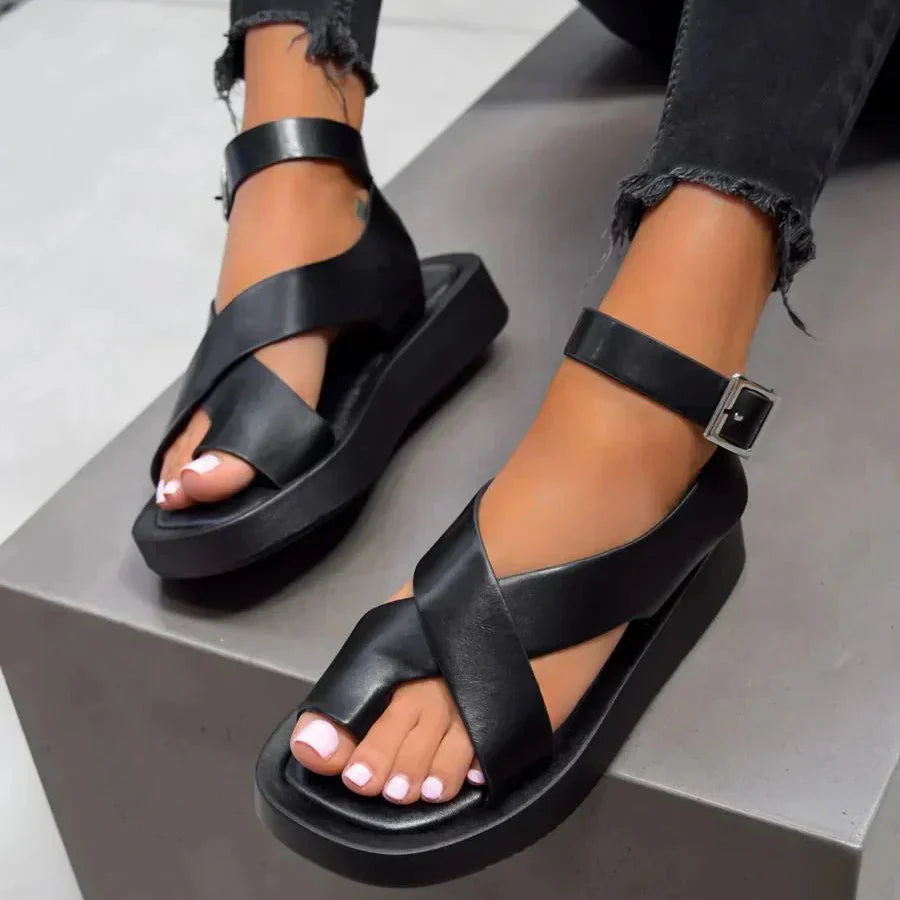 Damen-Sommersandalen Mit Verstellbaren Riemen, Offener Zehenpartie Und Leichter Sohle
