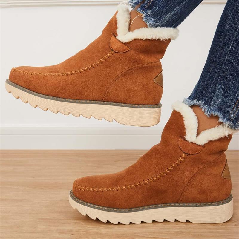 Paar Damen-Stiefeletten mit kuscheligem Kunstfellfutter