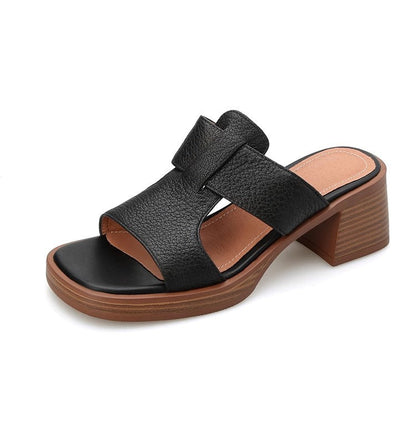 Damen-Sommersandalen Mit Blockabsatz, Eckiger Zehenpartie Und Knöchelriemen