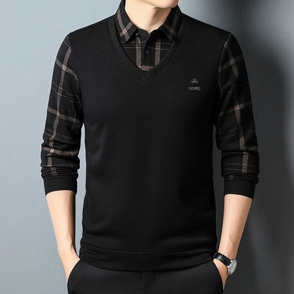 Men's thermal shirt with collar for winter
