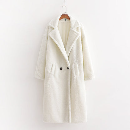 Damen Wintermantel lang mit Teddy-Struktur und verstärktem Design