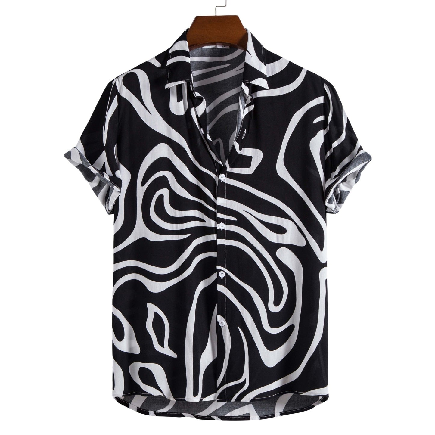 Herren Plus Sommer Kurzarm-Cardigan Mit Geometrischem Print, Grün, Hellgrün