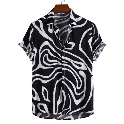 Herren Plus Sommer Kurzarm-Cardigan Mit Geometrischem Print, Grün, Hellgrün