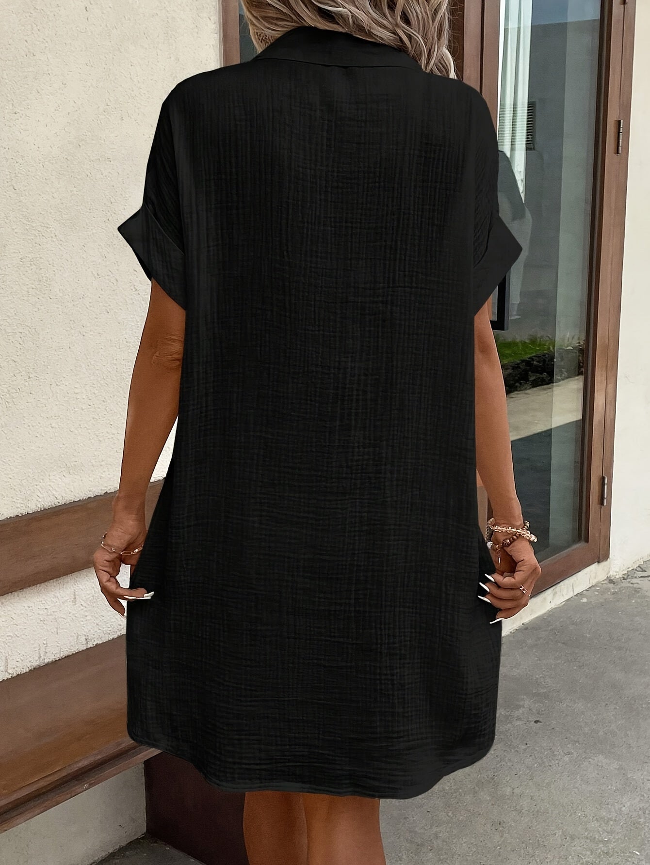 Damen Hemdblusenkleid mit Knopfleiste und Kragen