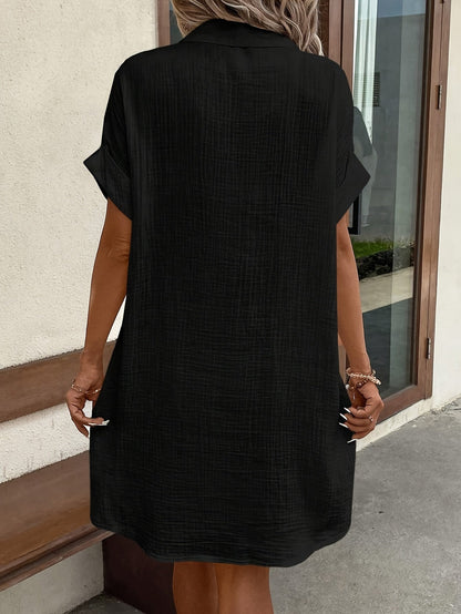 Damen Hemdblusenkleid mit Knopfleiste und Kragen