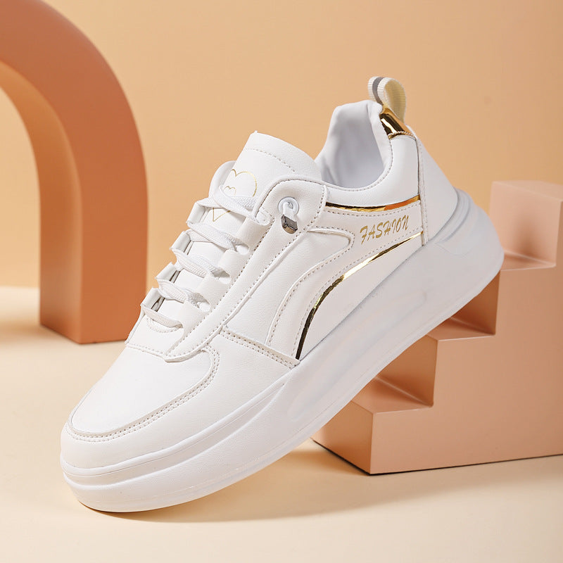 Women's Plus Size Platform Sneakers with Round Toe – Microfiber Look