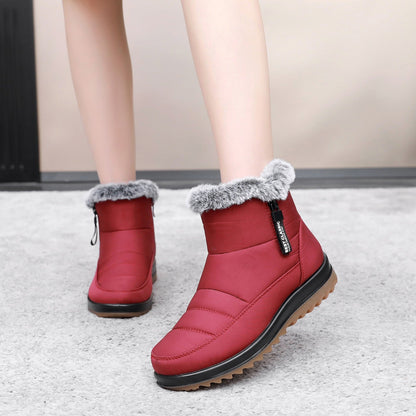 Women's Winter Ankle Snow Boots With Side Zipper And Plush Fleece Lining