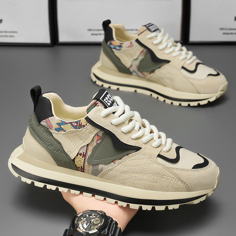 Herren Sneaker im Farbblock-Design mit Dicker Sohle – Schnürschuhe in Niedriger Ausführung