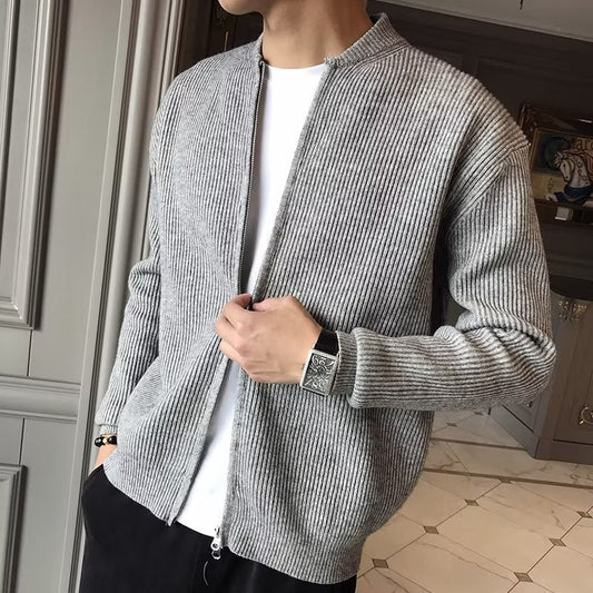 Winter Herren Cardigan Unifarben Langarm – Vielseitig für Alltag und Winter