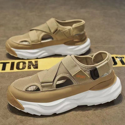 Herren-Sommersandalen Mit Geschlossener Zehenpartie, Mesh-Futter, Klettverschluss Und Sohle Zur Erhöhung Der Körpergröße