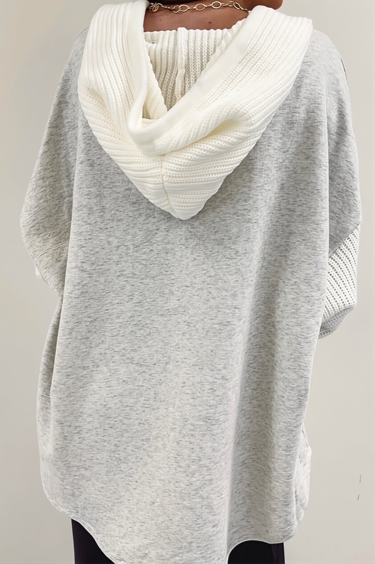 Damen-Hoodie in Longline-Passform mit gerippten Ärmeln