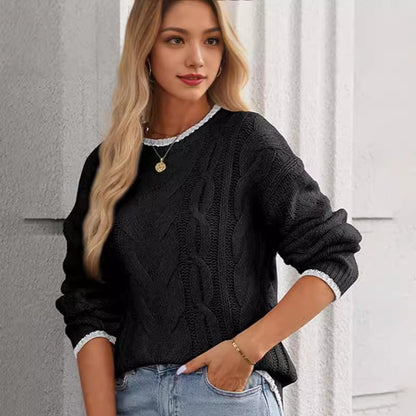 Women's Round Neck Long Sleeve Loose Fit Top
