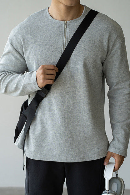 Men's Spring Shirt Solid Color Long Sleeve with Turn-down Collar