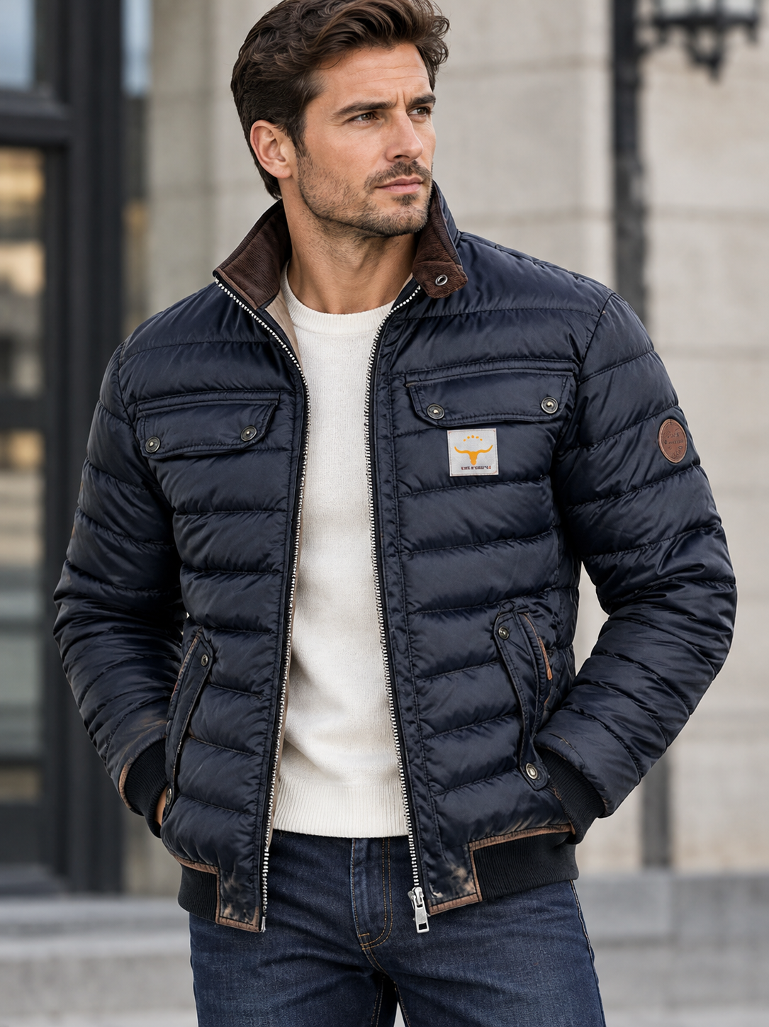 Rückansicht der stilvollen Vintagejacke für Herren