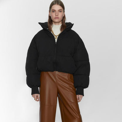 Damen Winter Steppjacke mit Stehkragen und langen Ärmeln