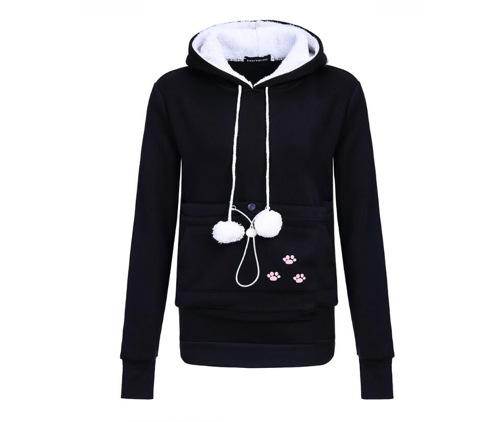 Damen-Pullover-Hoodie mit Katzen-Print und langen Ärmeln