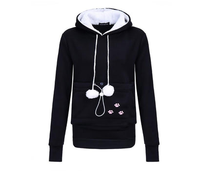Damen-Pullover-Hoodie mit Katzen-Print und langen Ärmeln