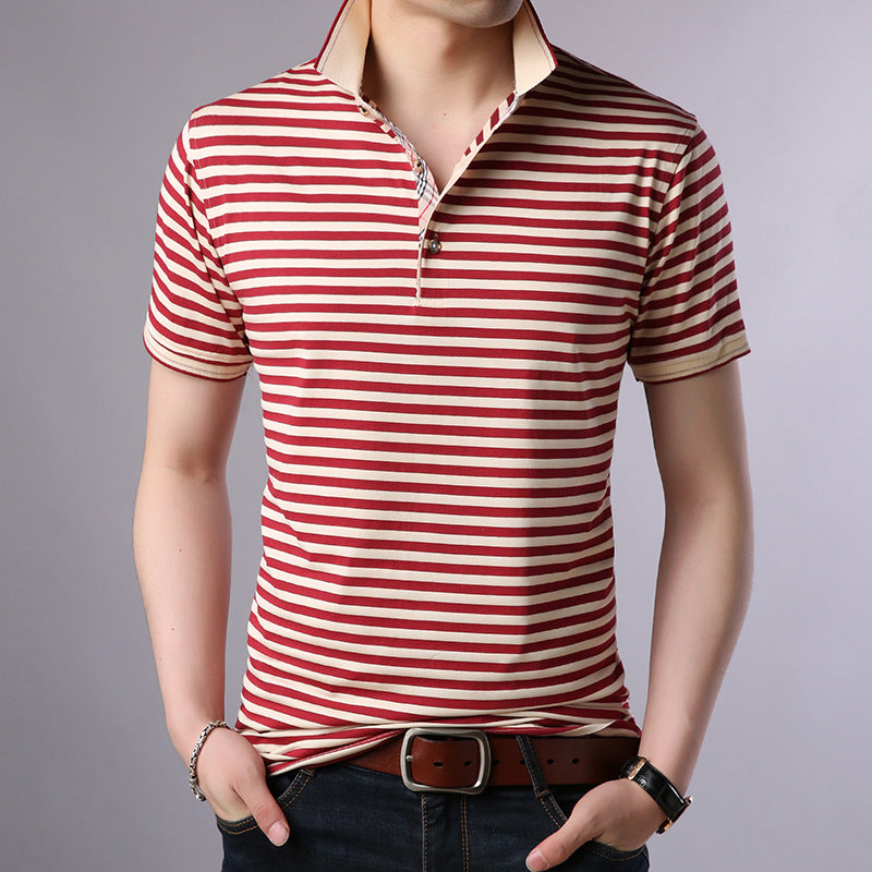 Herren Sommer Poloshirt Mit Geometrischem Print, Kurzarm, Bügelfrei, Baumwollmischung, Rot, Grün, Blau