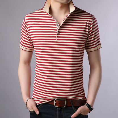 Herren Sommer Poloshirt Mit Geometrischem Print, Kurzarm, Bügelfrei, Baumwollmischung, Rot, Grün, Blau