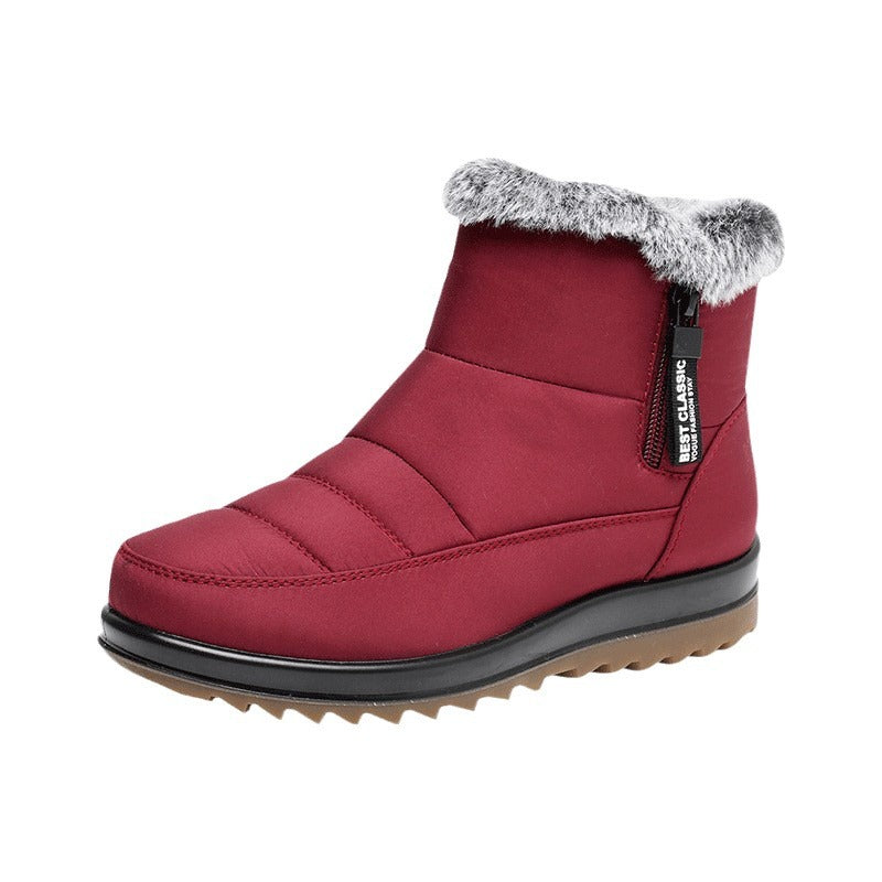 Women's Winter Ankle Snow Boots With Side Zipper And Plush Fleece Lining