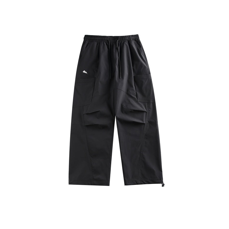 Herren Retro Fallschirmhose Mit Geradem Bein, Bündchen Am Knöchel, Mittelhoher Bund, Lockere Passform