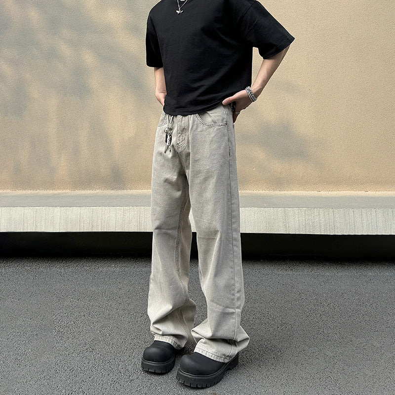 Herren-Hose Mit Weitem Bein, Lockerer Retro-Stil, Grau