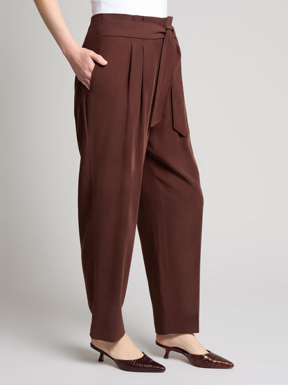 Damen Geradegeschnittene Hose Mit Paperbag-Bund, Gürtelband Und Schlupfpassform