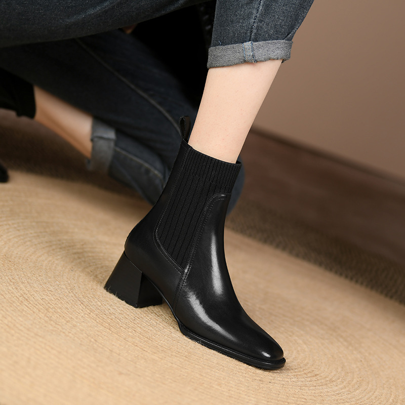 Damen Stiefelette Knöchelhoch Niedriger Absatz Einfarbiges Design