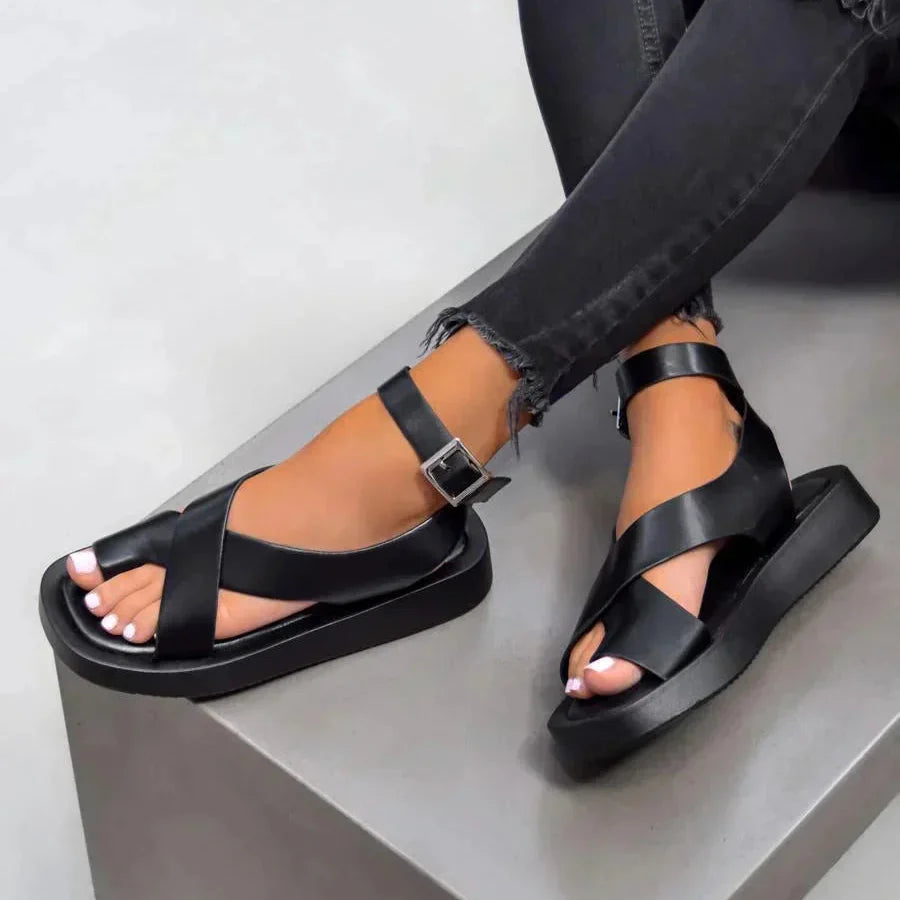 Damen-Sommersandalen Mit Verstellbaren Riemen, Offener Zehenpartie Und Leichter Sohle