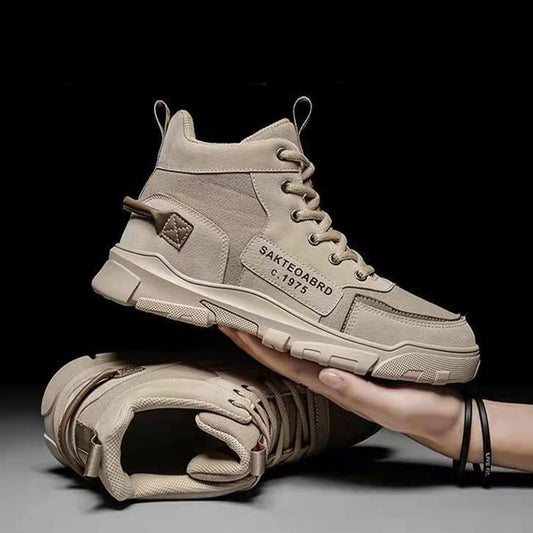 Schnürstiefeletten für Herren mit Obermaterial aus Canvas und Keilabsatz