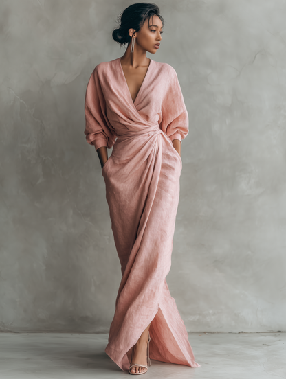 Damen Maxikleid mit Fließender Silhouette – Lockerer Schnitt Eleganter Stil