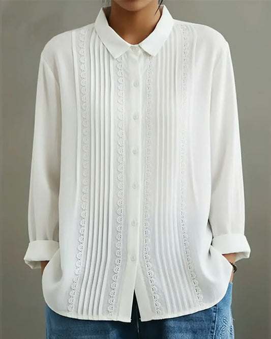 Damenbluse Mit Bubikragen, Unifarbenem Design Und Knopfleiste