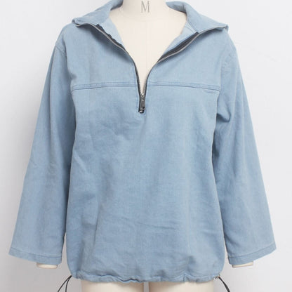 Damen Kapuzenpullover mit Fledermausärmeln, locker geschnitten, mit Reißverschluss-Detail