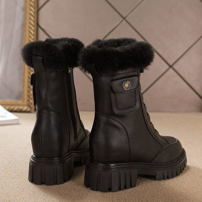 Herren Winterstiefel Reißverschluss Schnürung Rutschfeste Sohle