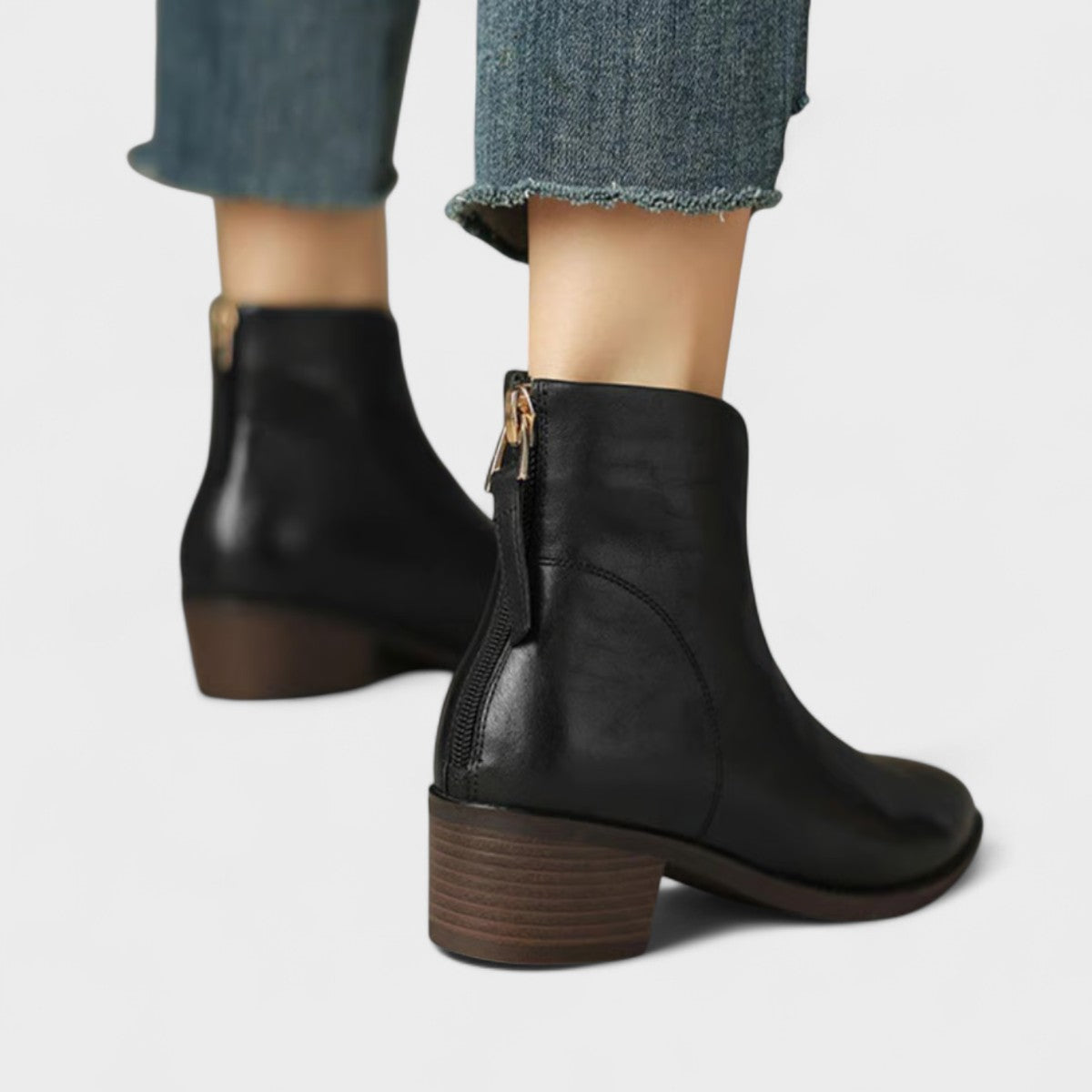 Damen Ankle Boots Niedriger Absatz Spitz zulaufende Spitze Reißverschluss