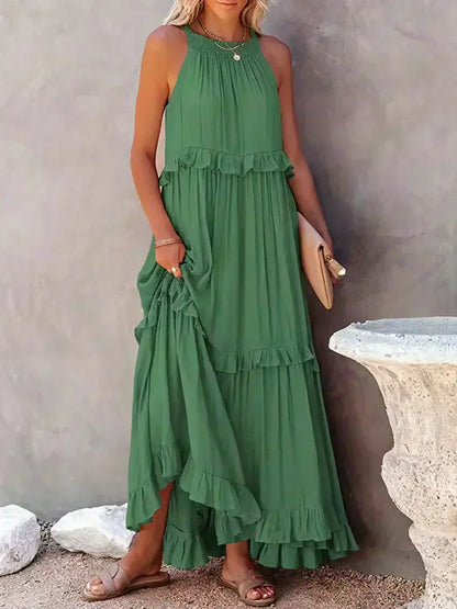 Damen Sommerkleid ohne Ärmel mit Rüschendetails