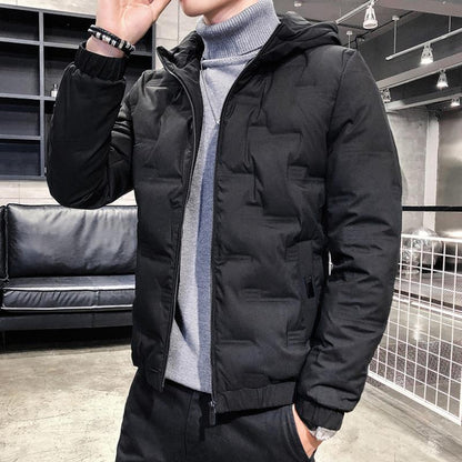 Herren Winter Daunenjacke mit dicker Wattierung und Reißverschluss vorne