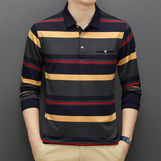 Men's Long-Sleeve Shirt Striped Sweater Loose Fit