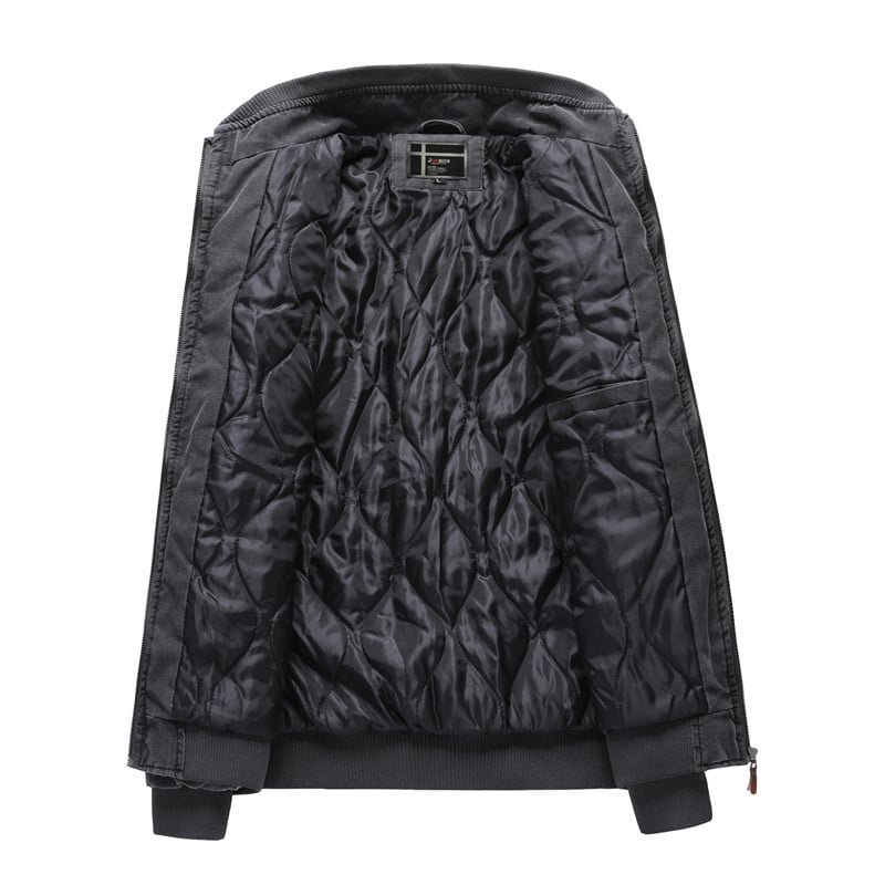 Men's winter coat with stand-up collar and zipper