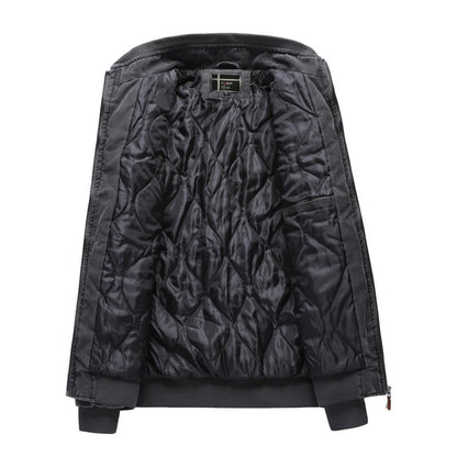 Men's winter coat with stand-up collar and zipper