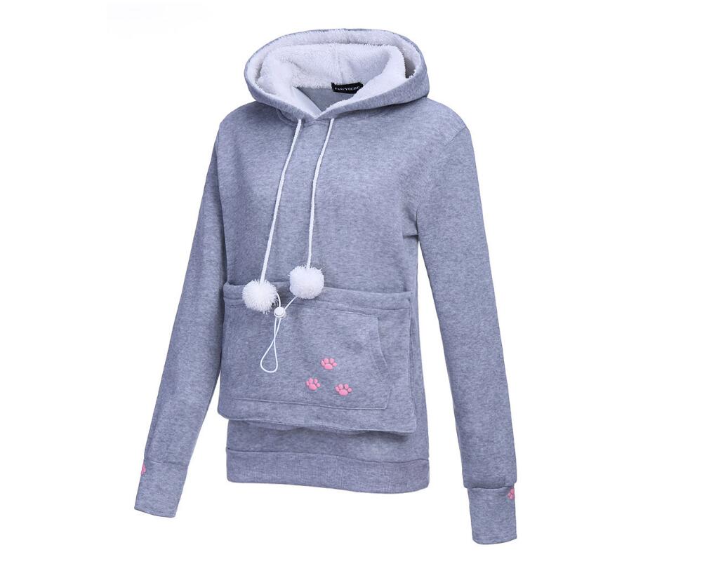 Damen-Pullover-Hoodie mit Katzen-Print und langen Ärmeln