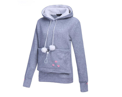 Damen-Pullover-Hoodie mit Katzen-Print und langen Ärmeln