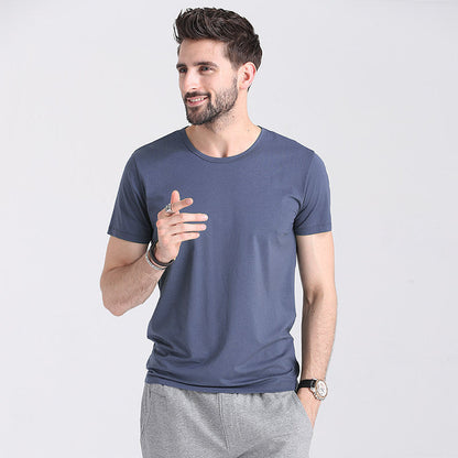 Herren Sommer Slim Fit Kurzarm Rundhals Schnelltrocknendes T-Shirt Unifarben Dünnes Oberteil