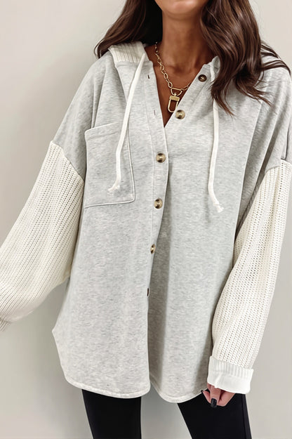 Damen Longline Hoodie Mit Gerippten Ärmeln