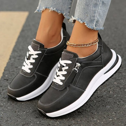 Damen-Sneaker Mit Seitlichem Reißverschluss, Fußgewölbeunterstützung Und Rutschfester Sohle