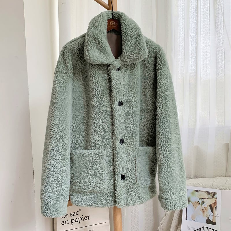 Damen Winter Mantel in Midi-Länge aus Kunst-Lammfell mit langen Ärmeln